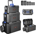 3 IN 1 Rolling Tool Box With Wheels,Stackable Modular Tool Storage Organizer & Removable Small Parts Trays for Garage Workshop Home Storage