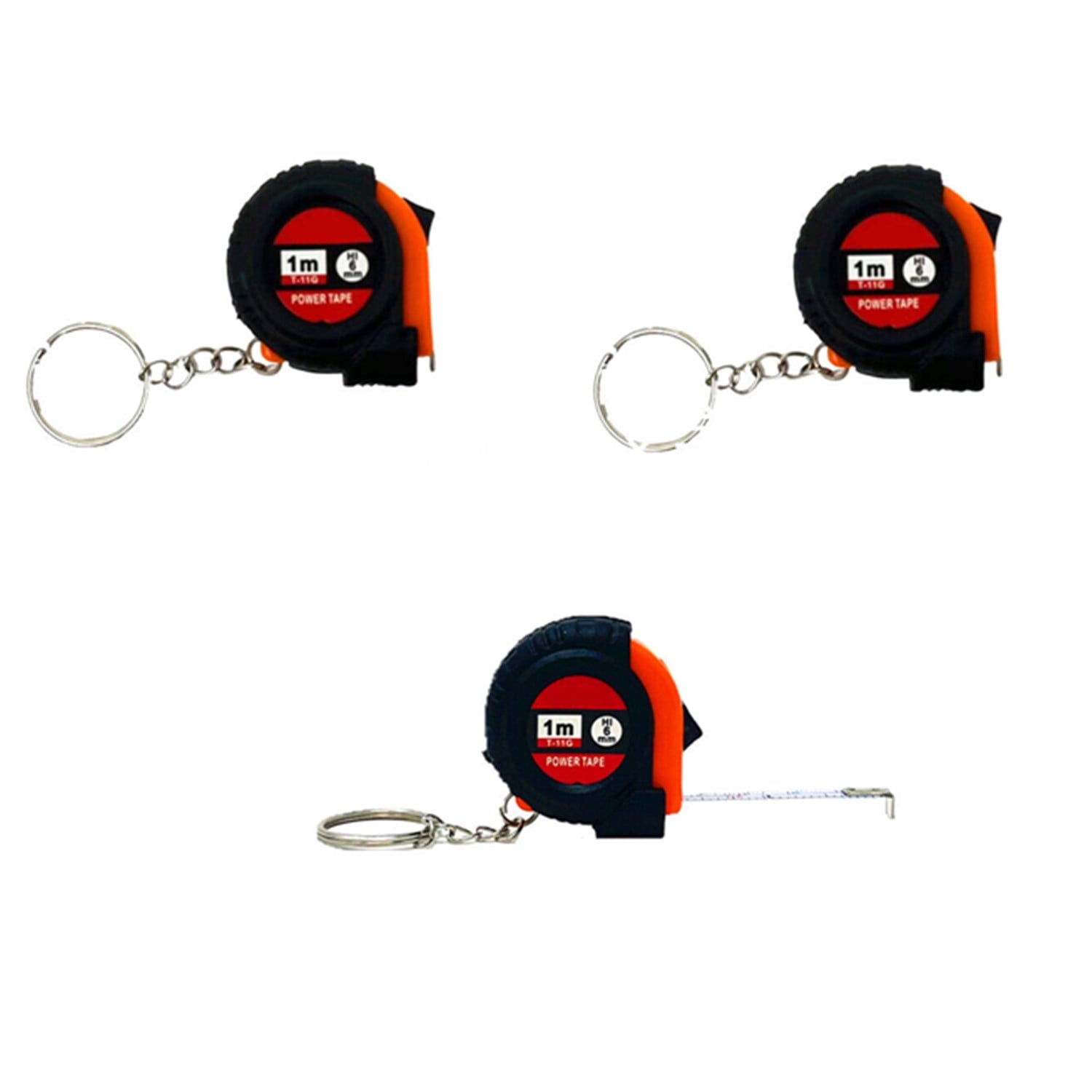 3 Pieces 1m/3ft Mini Keychain Portable Retractable Steel Tape Metric/Inch Measuring Tape Ruler Slide Lock for Body Measure, Kids Adult (3)