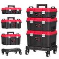 3-Tier & Cectable Rolling Tool Box with Lock | 17" Large Portable Tool Organizer System on Wheels for Garage & Profes...