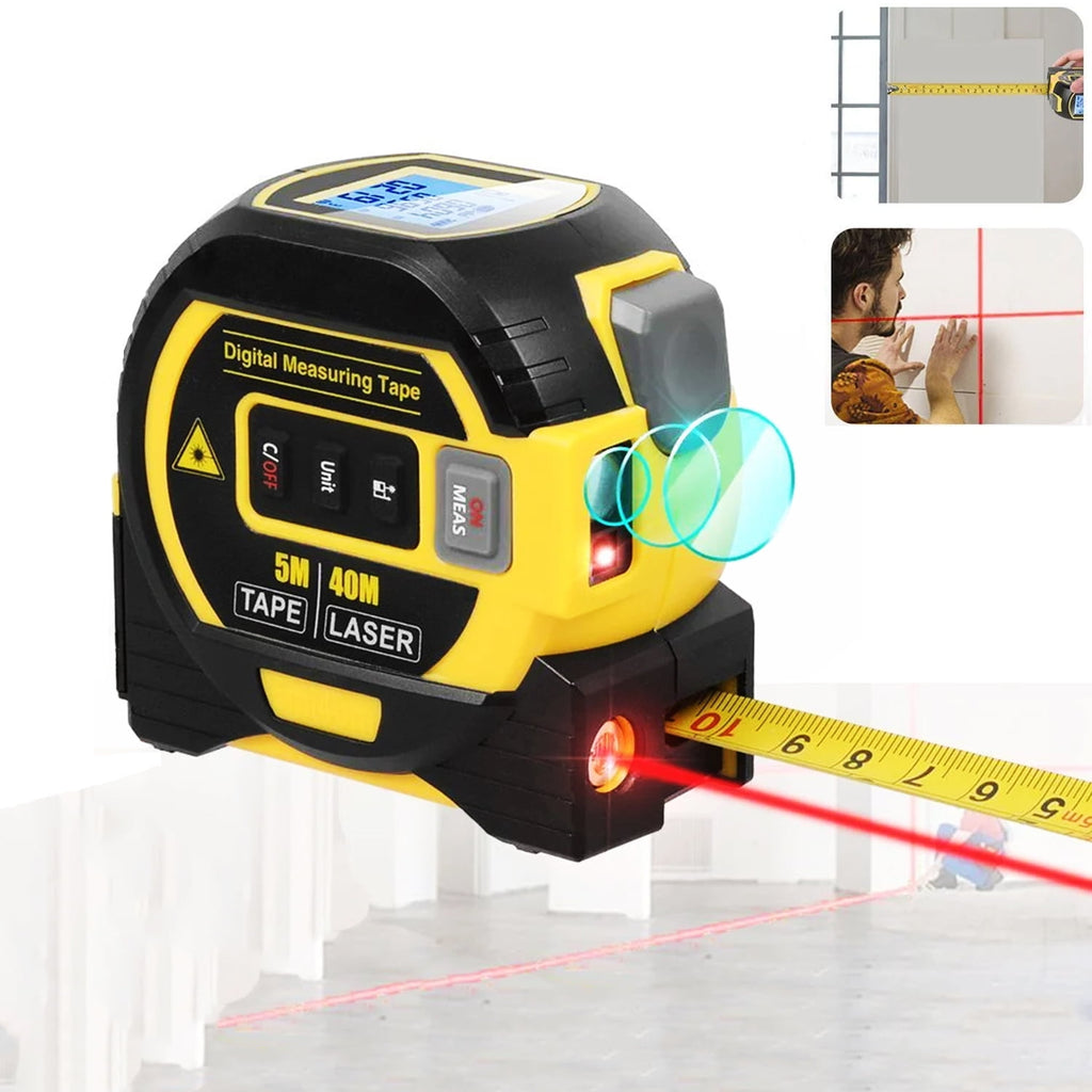 3 in 1 Digital Laser Tape Measure, 130ft/40m Laser Distance Meter, Auto Lock Measuring Tape Range Finder for Construc...