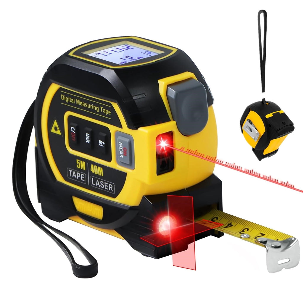 3 in 1 Digital Laser Tape Measure & Laser Cross Marking 131ft/40m Laser Distance Meter and 16Ft/5m AutoLock Tape Back...