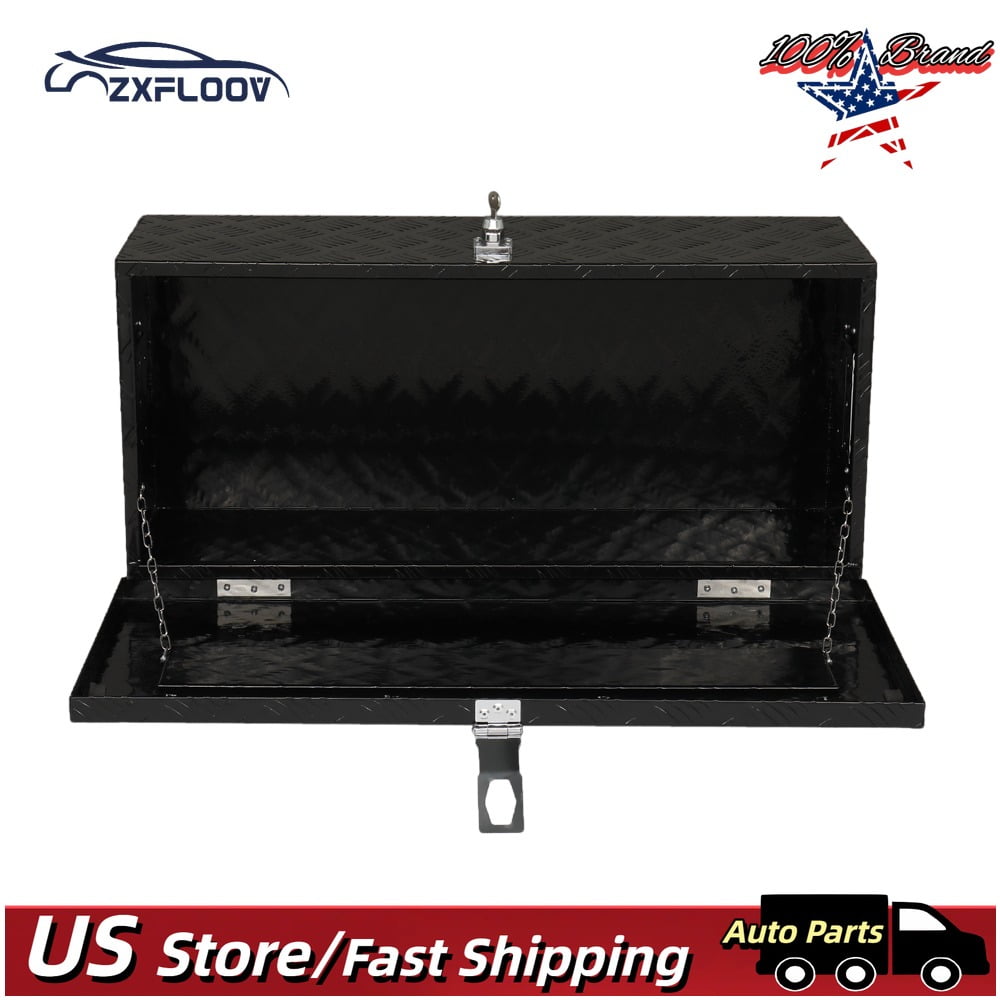 30" Heavy-Duty Aluminum Tool Box with Lock | Secure Storage Chest for Trucks, RVs, ATVs & Garage | Durable Black Powd...