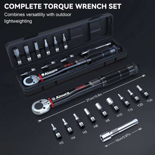 1/4 Inch Drive Click Torque Wrench Set 20-260 in.-lb. / 2.26-29.38 Nm 11 Pieces Black - Image 2