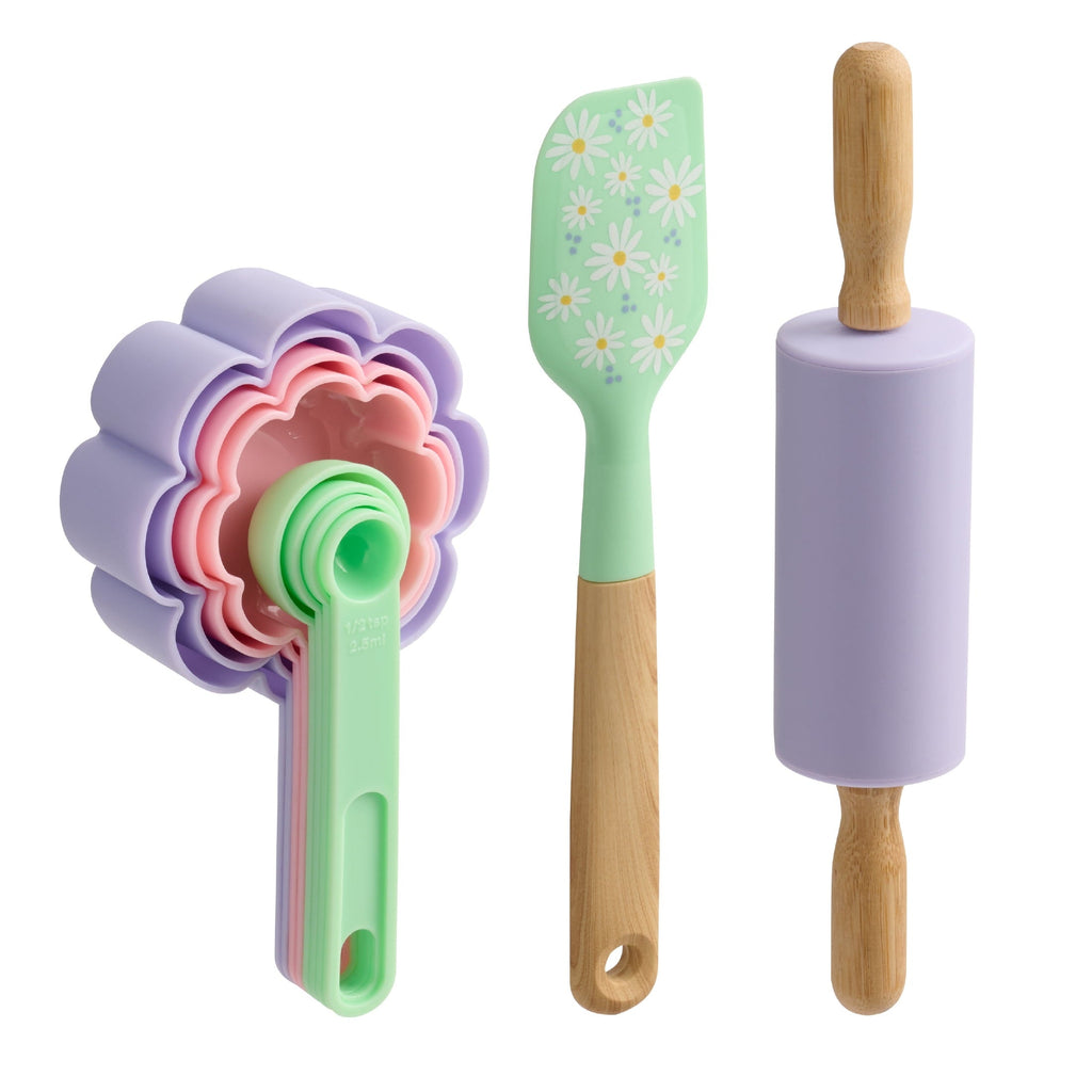 Way To Celebrate 10-Piece Baking Tool Set, Green, Pink, and Purple