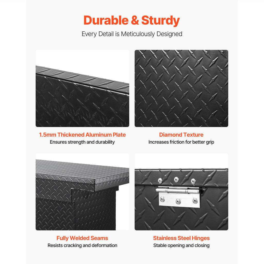 Aluminum Crossover Truck Tool Box, 69x20x18 In, Durable Storage Organizer with Diamond Pattern, Waterproof Lockable T... - Image 2