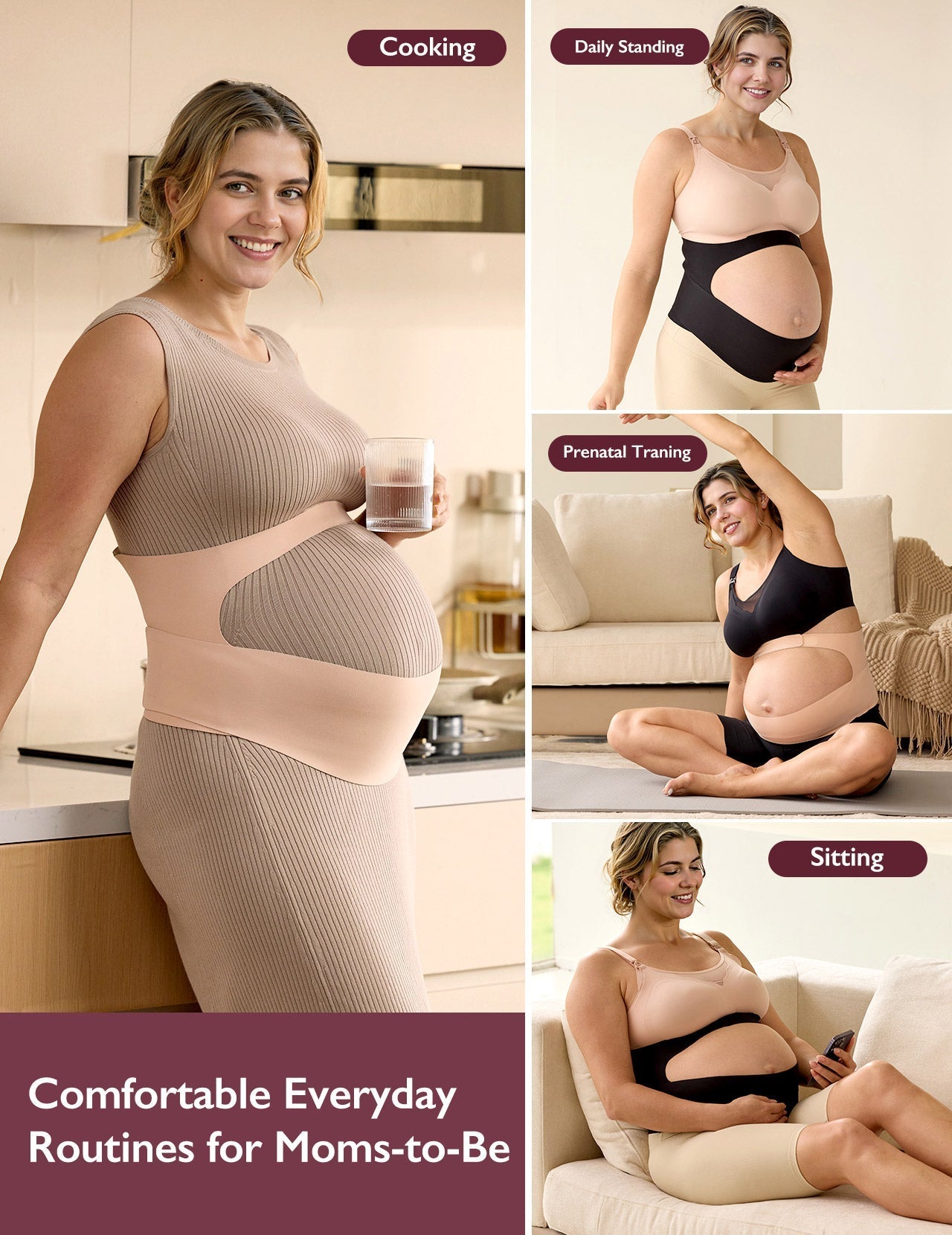 Pregnancy Comfort Bundle: Ergonest Belly Band and Ultra Soft Seamless Nursing Bra YN21
