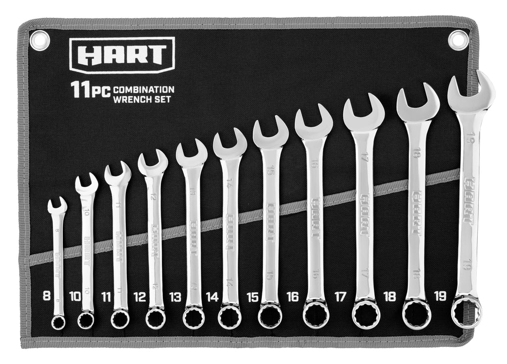11-Piece MM Combination Wrench Set with Tool Pouch, Chrome Vanadium - Image 3