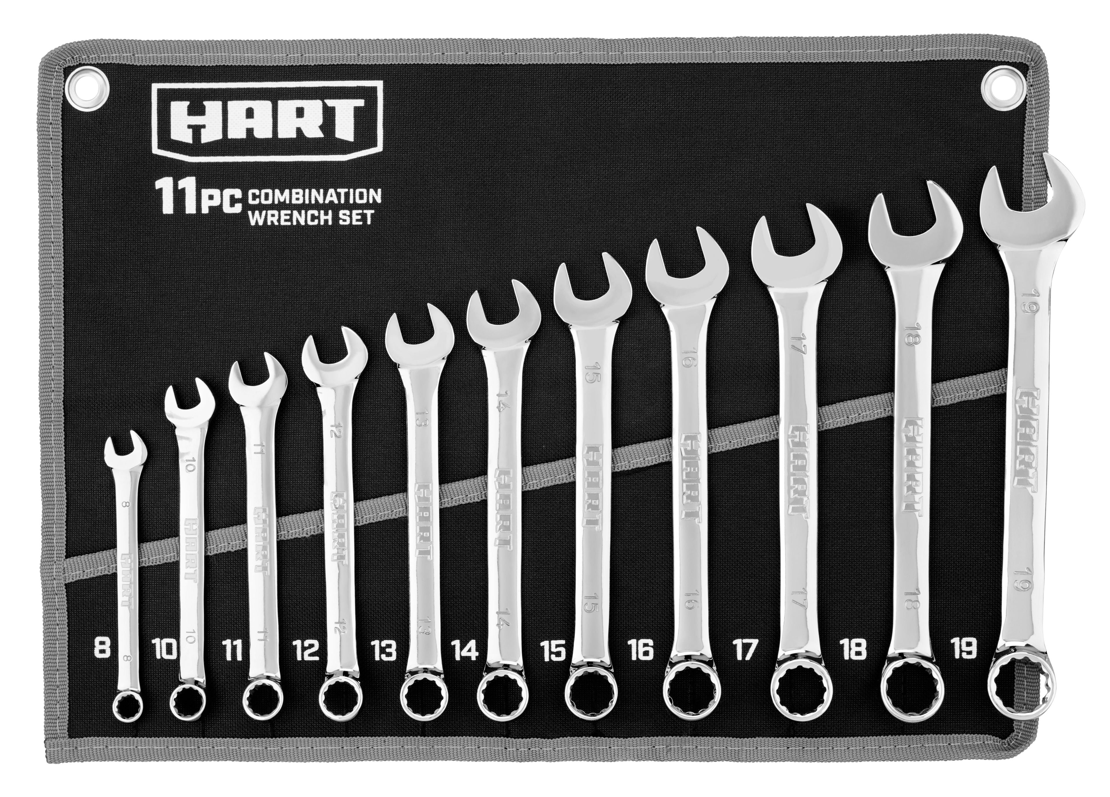 11-Piece MM Combination Wrench Set with Tool Pouch, Chrome Vanadium - Image 3