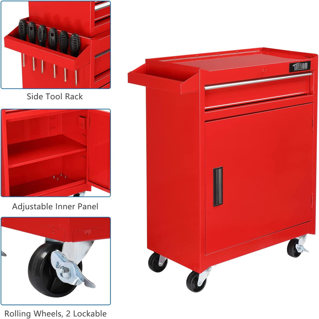 TUFFIOM 5-Drawer Rolling Tool Chest, Tool Storage Cabinet with Adjustable Shelf, Tool Organizer Box - Image 3