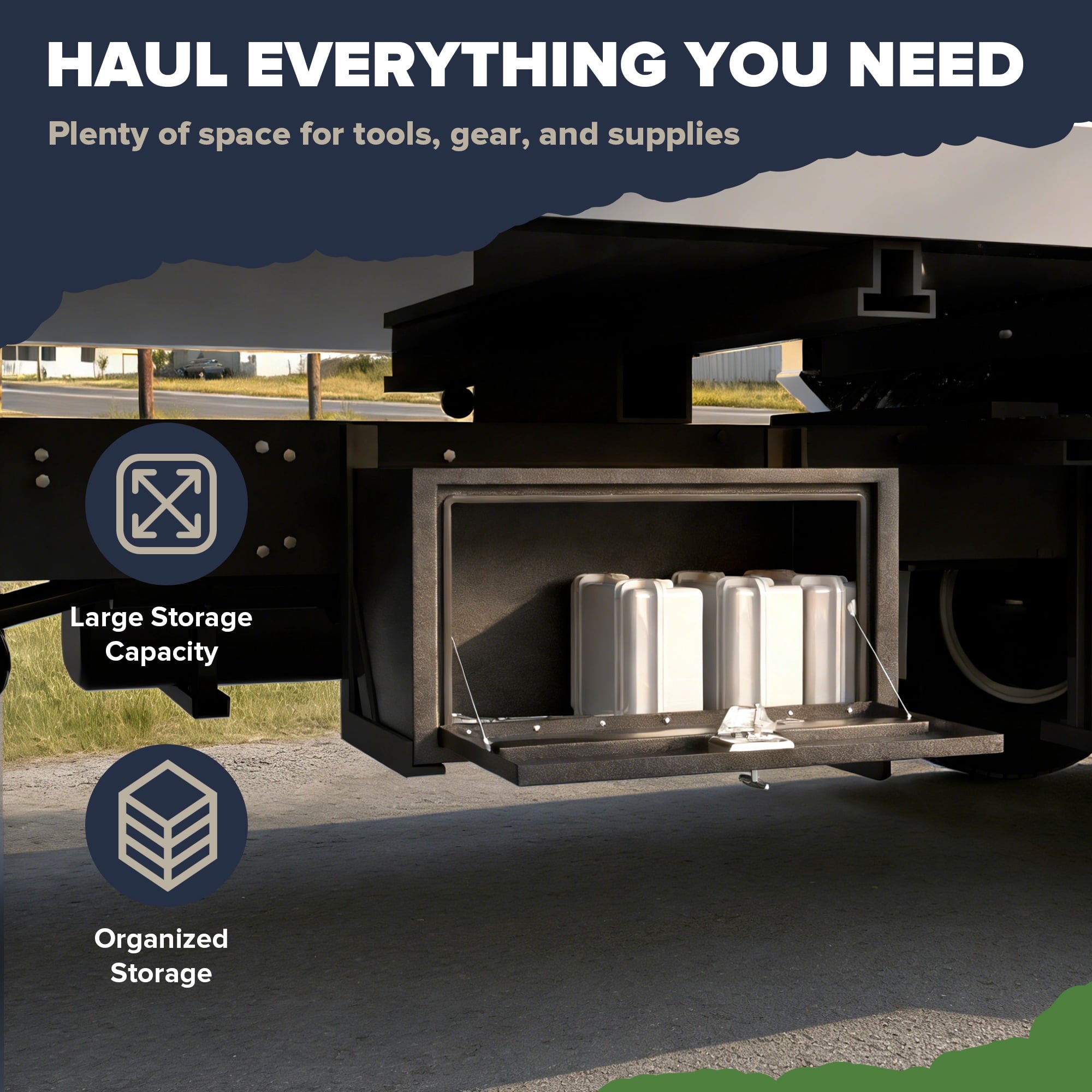 30 x 14 x 16 Inch Steel Underbody Truck Tool Box, Heavy Duty Waterproof Metal Square Storage Chest with Lock & Keys f... - Image 3