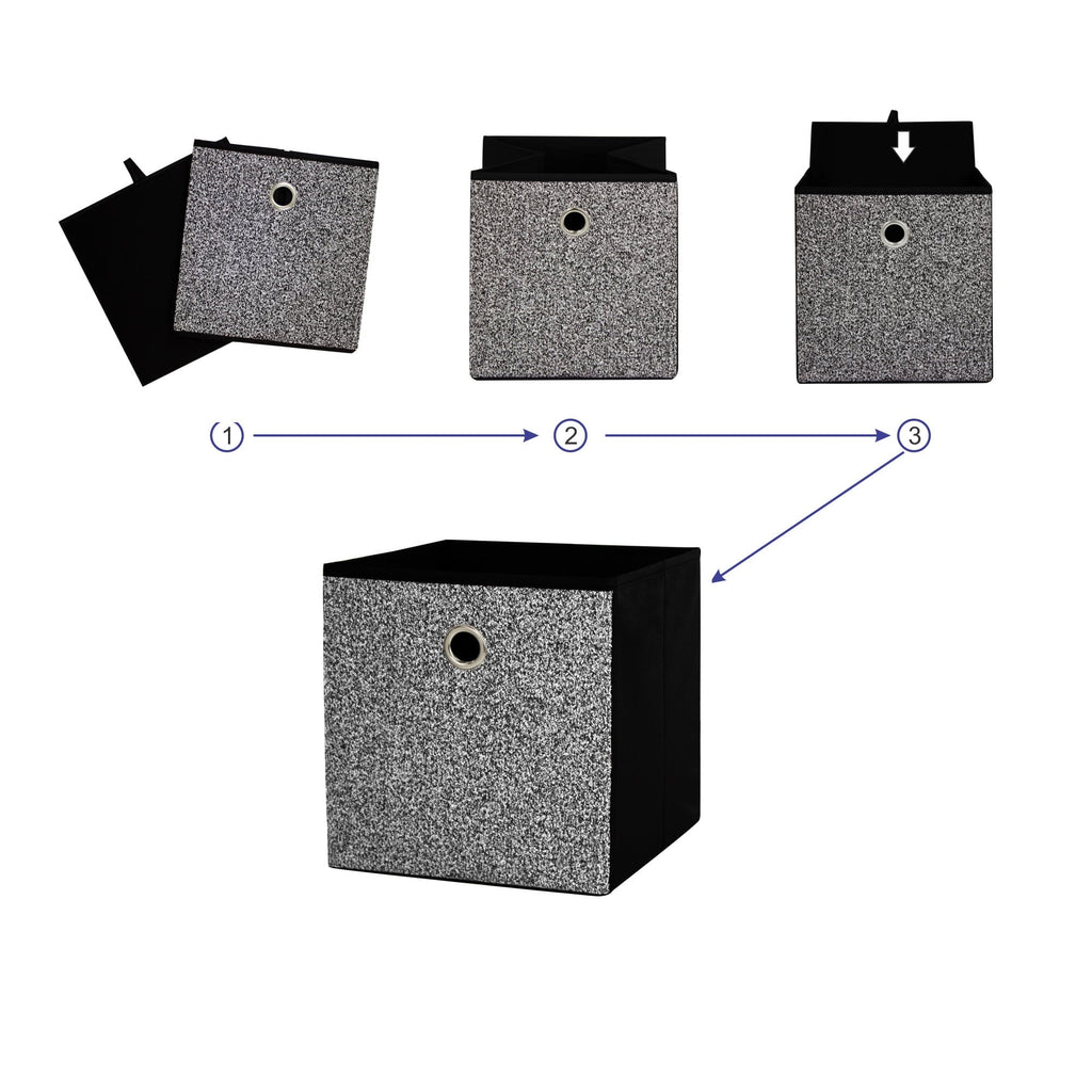 Collapsible Fabric Cube Storage Bin, Rich Black