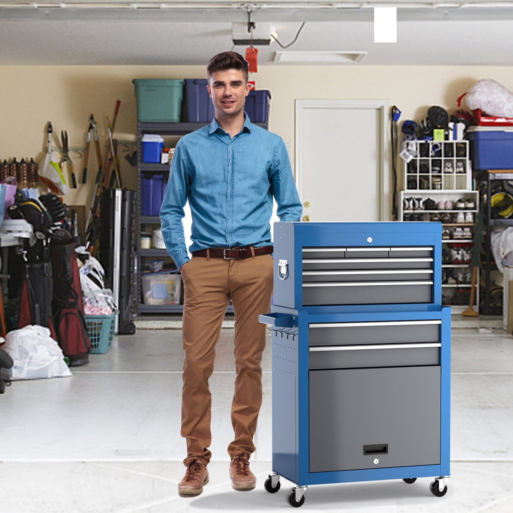 Large Rolling Toolbox, Detachable,Lockable with Parking Brake, 8-Drawer Professional Toolbox Top Cabinet, Heavy-Duty ... - Image 4