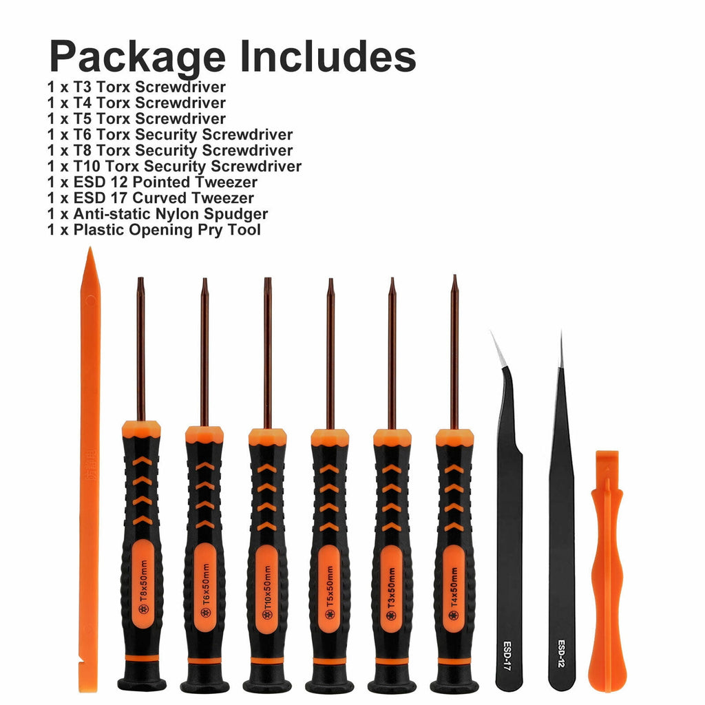 10 PCS Repair Screwdriver Set for Xbox One/ Controller, Non-slip Torx Security Screwdriver Tweezer Pry Repair Tool Kits - Image 4