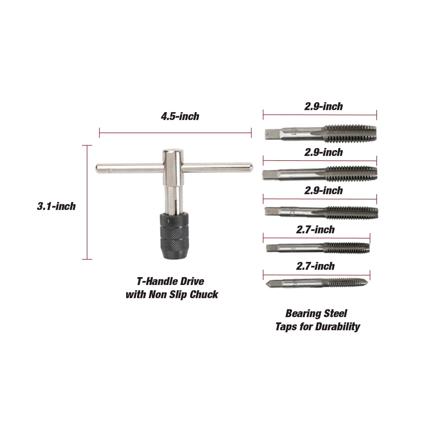 6-Piece Adjustable SAE Tap & T-Handle Wrench Set - Image 3