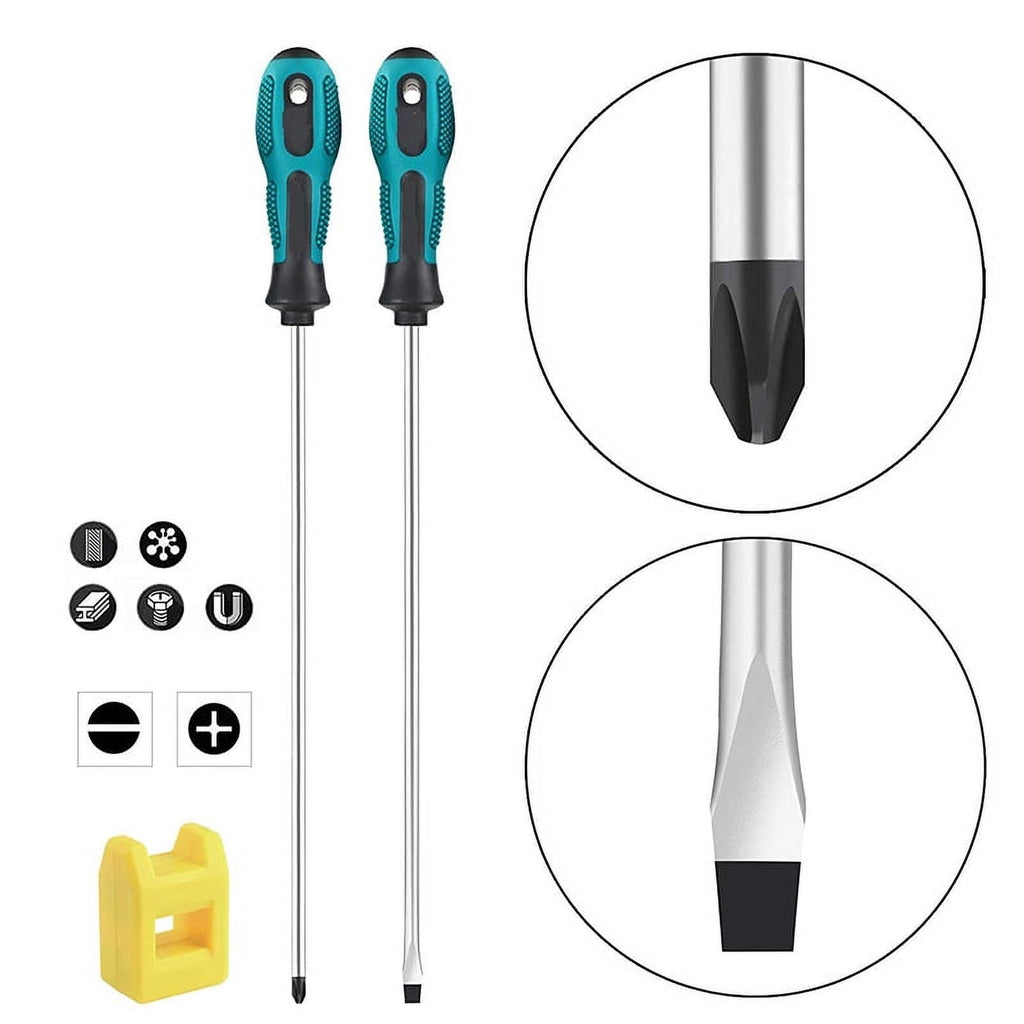 PENGGONG 2Pcs 12 Inch Long Slotted and Phillips Screwdriver Set Magnetic Screwdriver with Rubber Handle - Image 5