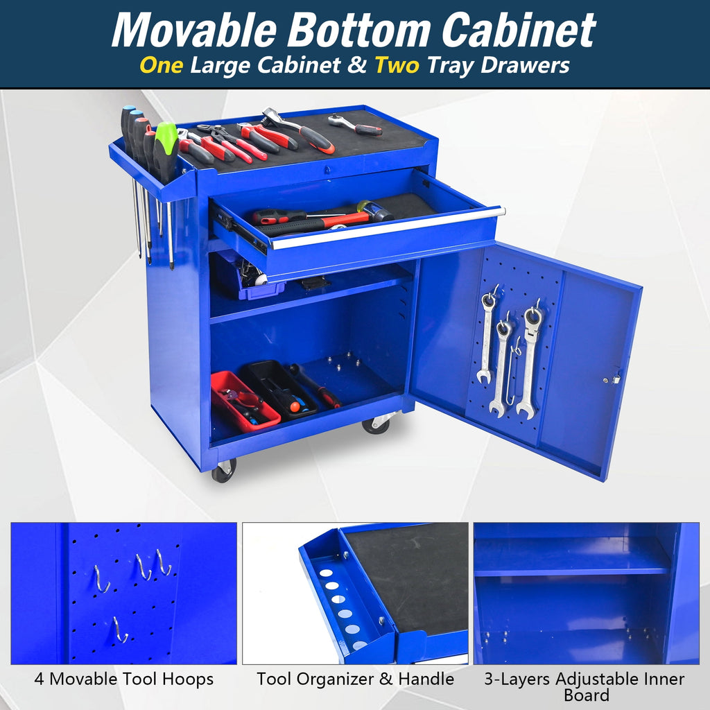 5-Drawer Tool Box, Rolling Tool Chest, Stainless Steel Tool Box with Brake Wheels and 4 Drawers, Detachable Tool Cart... - Image 4