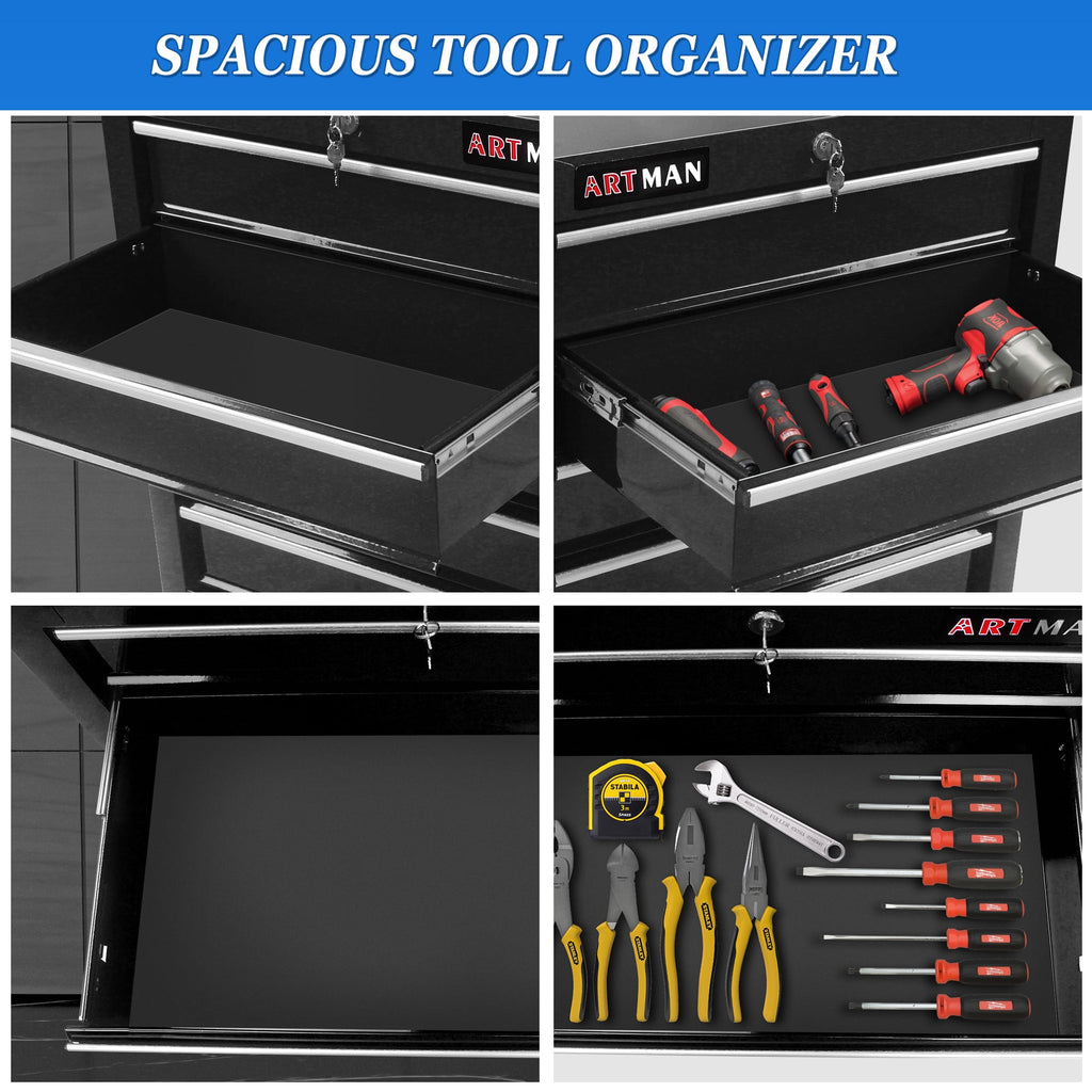 on Wheels, 5-Drawer Rolling Box with Workbench Top, Multifunctional Storage Organizer for Garage, Warehouse, Workshop - Image 5