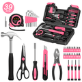 39-Piece Set General Household Hand Kit with Plastic box Storage Case, Basic Home Kit for Girls Ladies and Women - In...