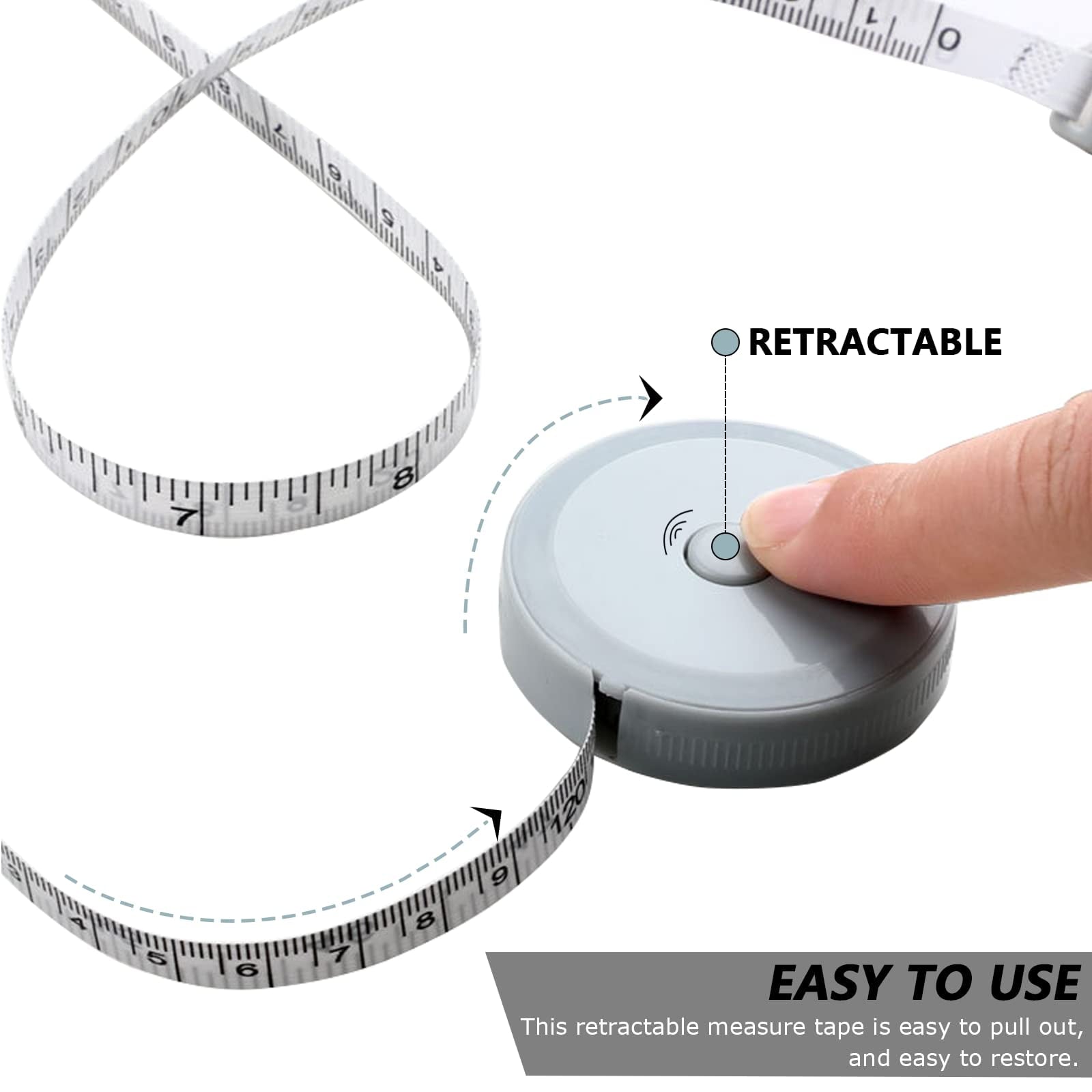 6 PC Retractable Tape Measure + Soft Measuring Tape for Body Measurements(60-Inch), Premium Sewing Tape Double Scale ... - Image 4