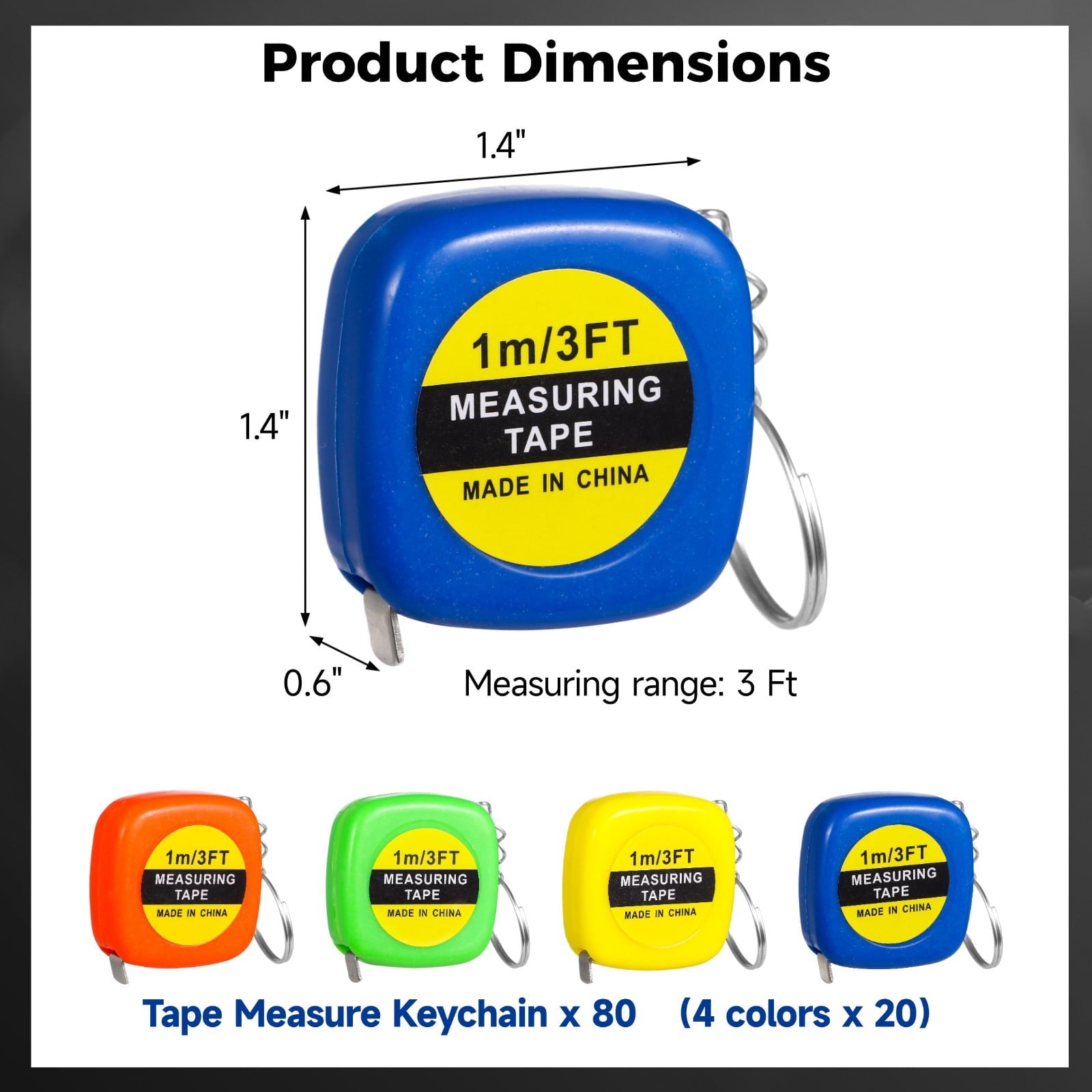 80 PCS Small Tape Measure Keychains, 3 Ft Measuring Range Mini Retractable Measuring Tape Key Chains, Pocket Portable Measurement Tape Bulk - Image 4