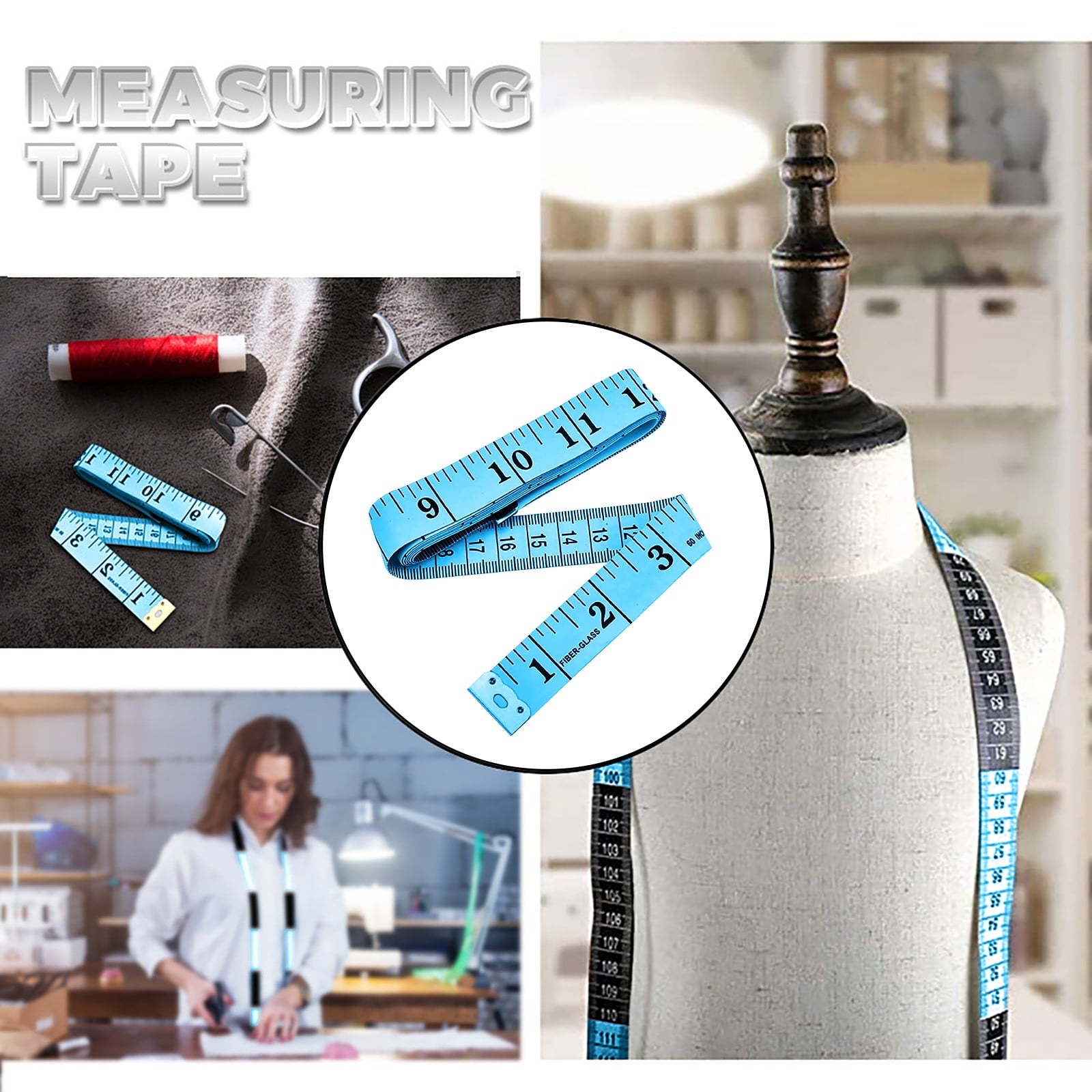 Tools Measuring Tape for Body Fabric Sewing Tailor Cloth Knitting Home Craft Measureme House Tools Set （Blue） - Image 3