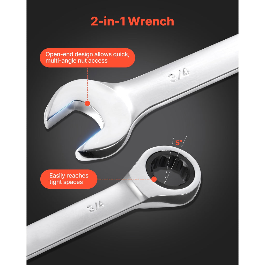 16-Piece SAE Ratcheting Wrench Set, Cr-V Steel Construction, 72-Tooth Design, Includes Roll-Up Pouch, Open-End Wrench... - Image 4