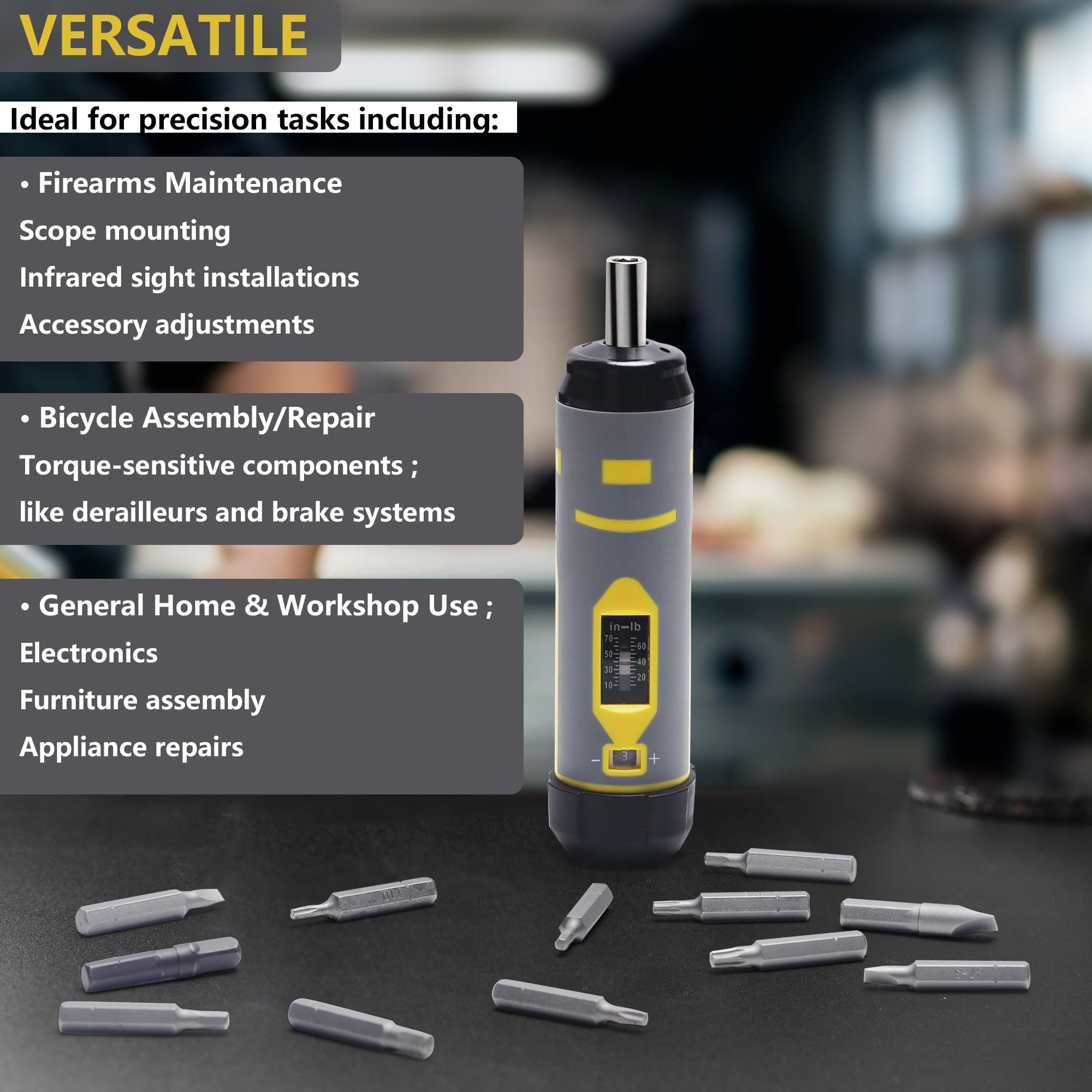 Torque Screwdriver Set 10-70 in-lb Adjustable Torque Driver with 12 S2 Bits, Click-Type Inch Pound Torque Wrench for ... - Image 3