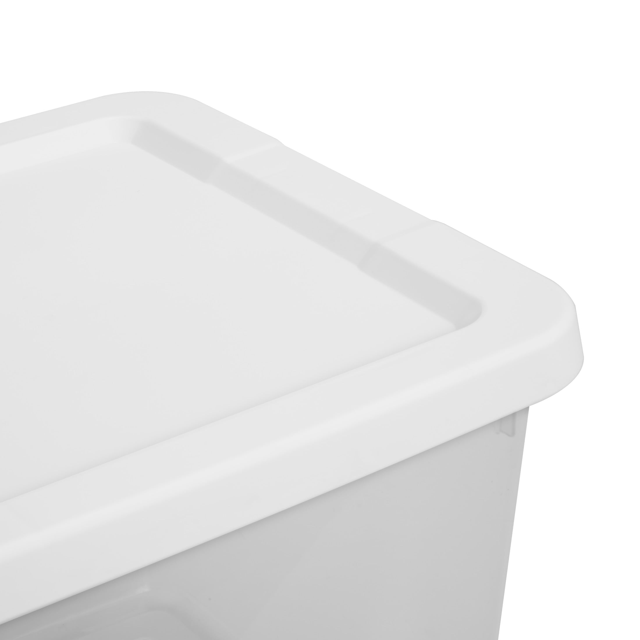 Set of (4) 12 Quart Storage Bins, Clear Plastic Storage Bin with Snap-on Lid, White