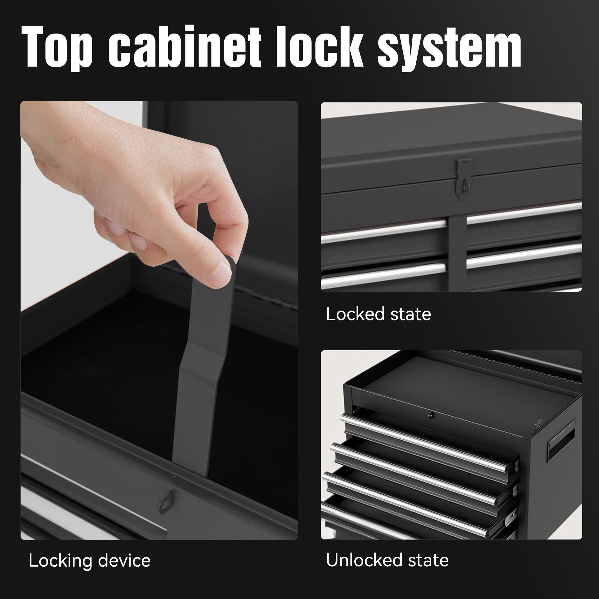 Rolling Tool Box, 5-Drawer Tool Chest On Wheels, Heavy Duty Garage Storage Cabinet with Top Box, 154pcs tools, Detachable Tool Organizer Loc - Image 4