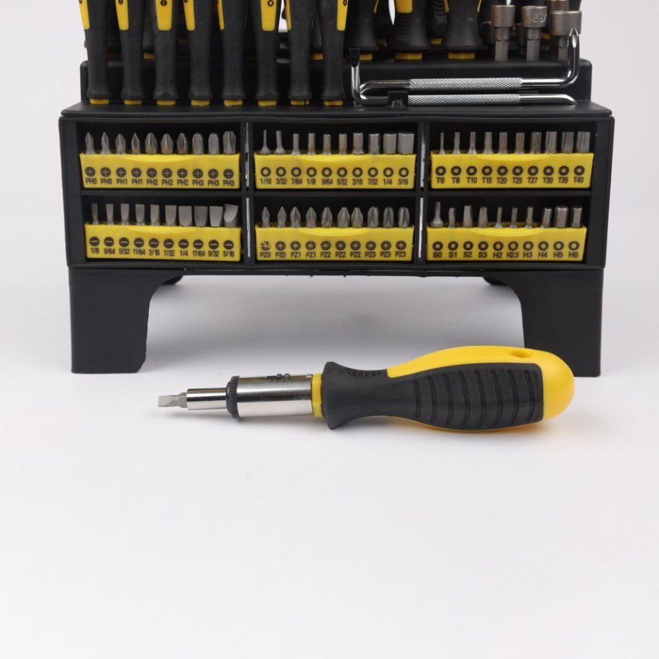 100-Piece Magnetic Screwdriver Set with Plastic Rack, Includes Slotted/Phillips/Torx Precision Drivers, Non-Slip Rubb... - Image 4