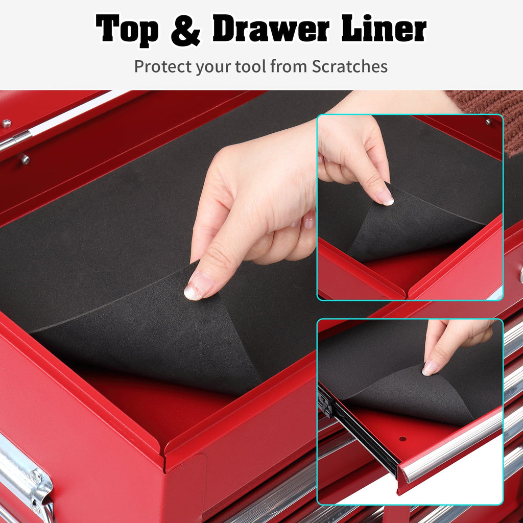 Portable 5 Drawer Steel with Top Storage Tray & Carrying Handle, for Garage Trunk Household, Red - Image 6
