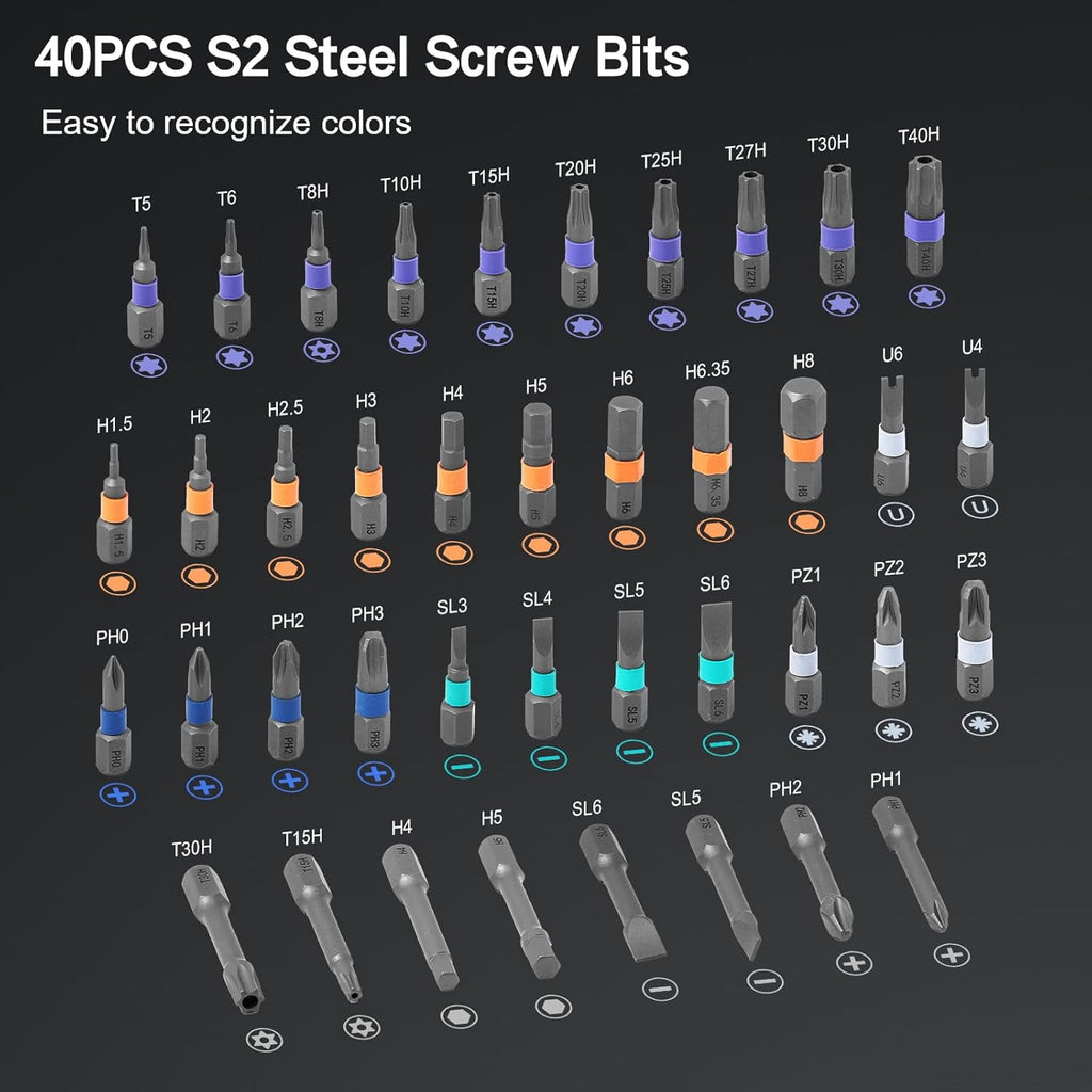 42 in 1 Magnetic Screwdriver Set, DIY Ratchet Screwdriver Set, Multi Bit Magnetic Drive Set with Detachable Ratchet Handle, Portable Compact - Image 5