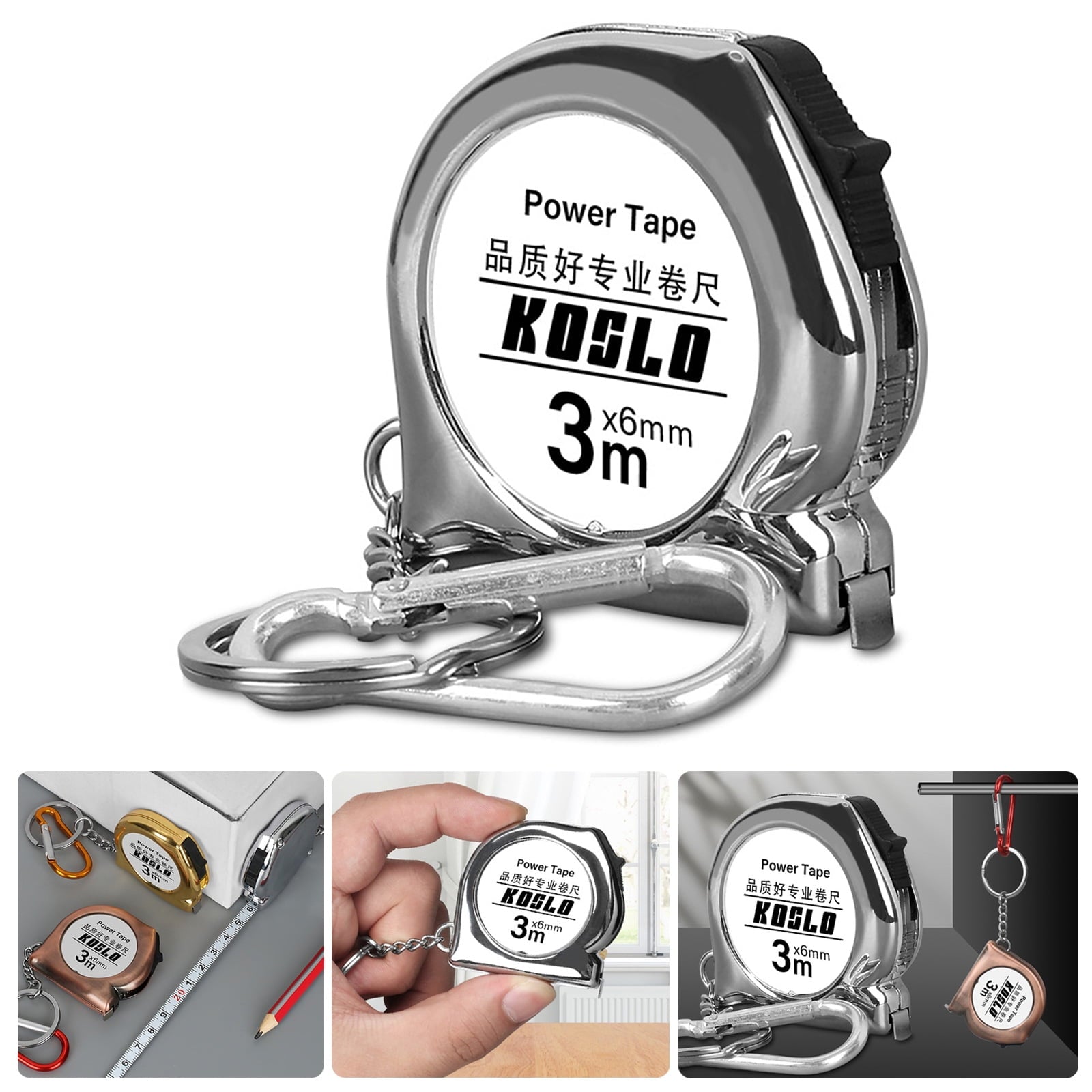 Pocket Sized Retractable Measuring Tape 3Meter Steel Scale Tape Measure Carabiner Mount Lightweight ABS Construction - Image 2