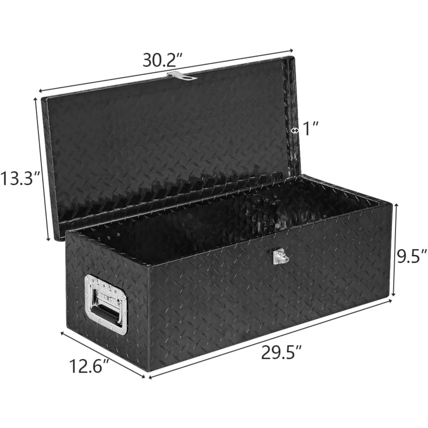 30" Bed Tool Box, Aluminum Tool Storage Organizer Chest for Pick up, Bed, RV Trailer - Image 2