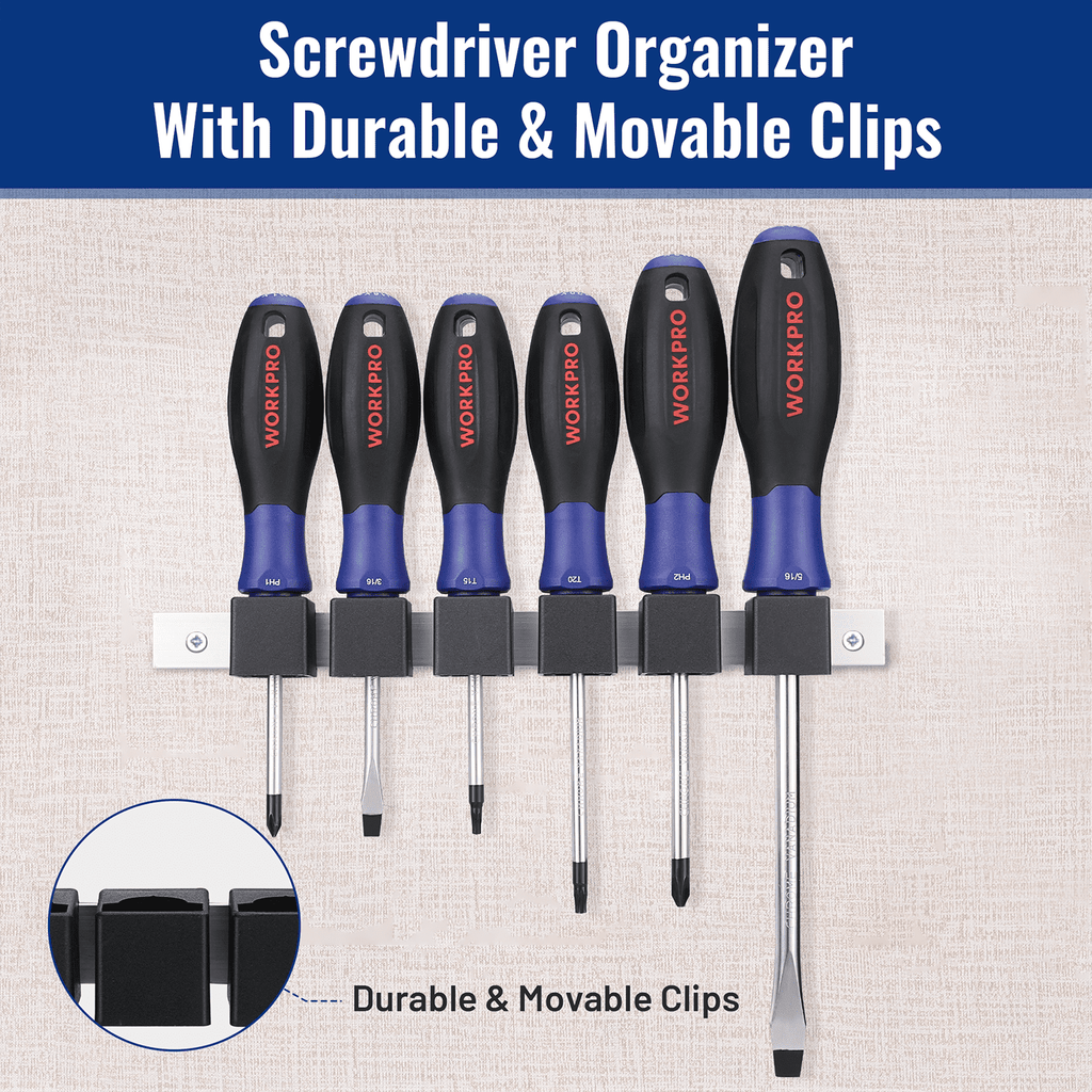 6-Piece Magnetic Screwdrivers Set with Organizer,Flat Head/Slotted/Phillips/Torx Screwdriver Tools Set,Chrome Plating... - Image 3