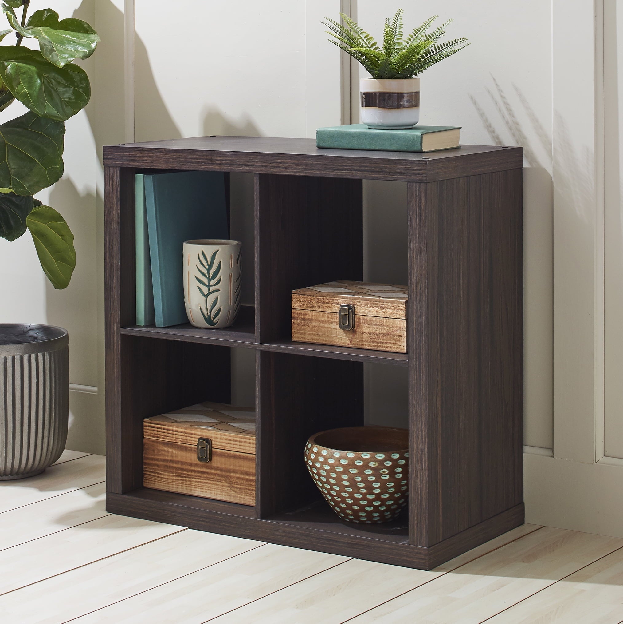 Better Homes &amp; Gardens 4 Cube Storage Organizer, White Texture
