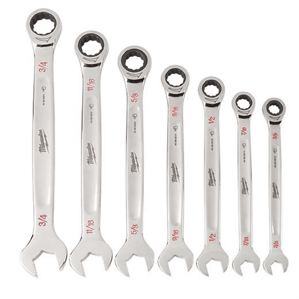 Milwaukee 48-22-9406 SAE Combination Ratcheting Wrench Mechanics Tool Set (7-Piece) - Image 4