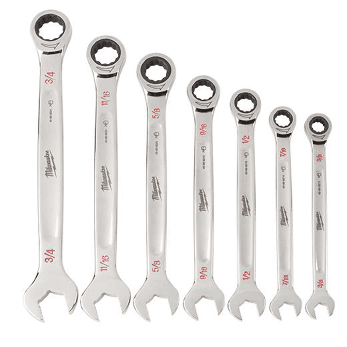 Milwaukee 48-22-9406 SAE Combination Ratcheting Wrench Mechanics Tool Set (7-Piece) - Image 4