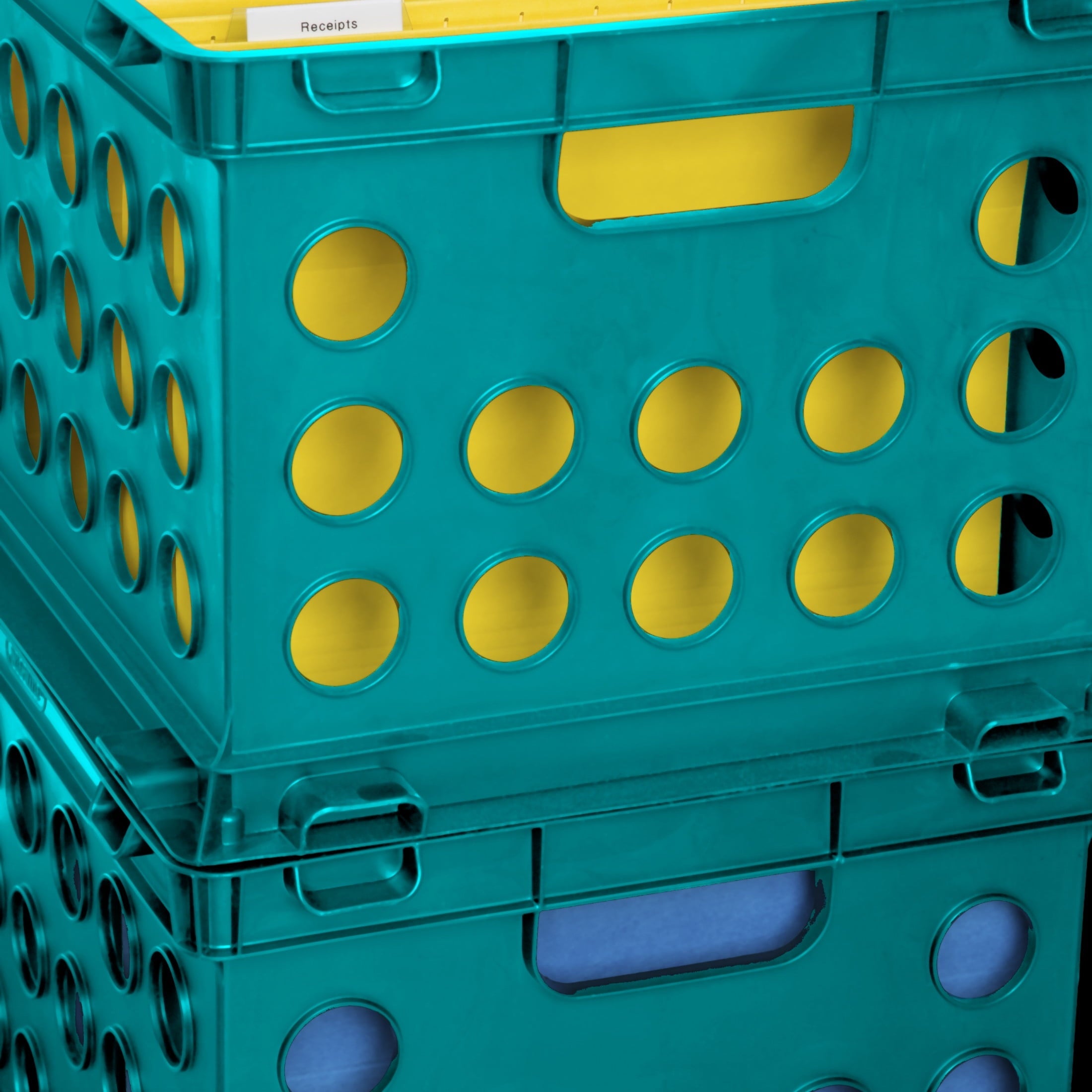 File Crate, Versatile Plastic Bin with Handles, Letter or Legal File Storage, Black, Standard Size