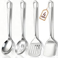 4 Pcs Cooking Utensils Set, Stainless Steel Kitchen Utensils, Kitchen Tools Set Include Solid &amp; Slotted Turner Wok Spatula, Serving Spoon, Home Essentials Kitchen Gadgets Accessories