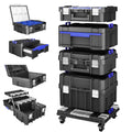 4-Tier Rolling Tool Box with Clear Top Lid & Drawers, Modular Tool Storage Organizer System on Wheels for Garage & Ho...
