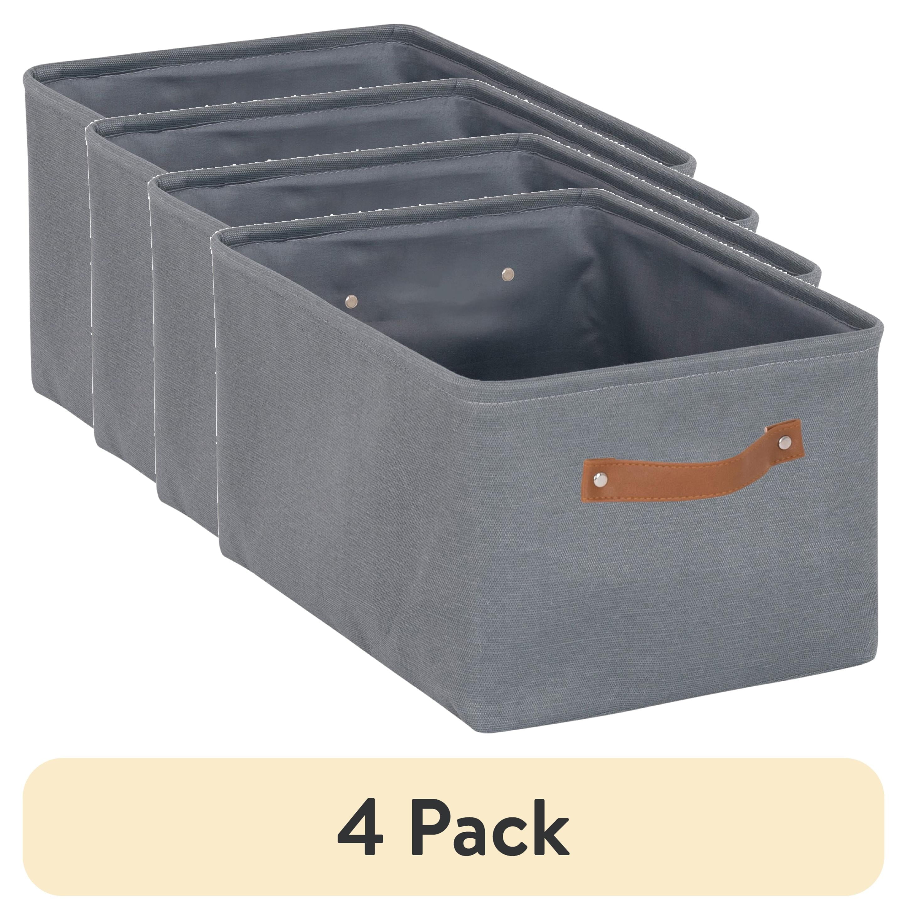 Natural Canvas Fabric Decorative Storage Basket with Handles, 15 in x 8 in x 11 in