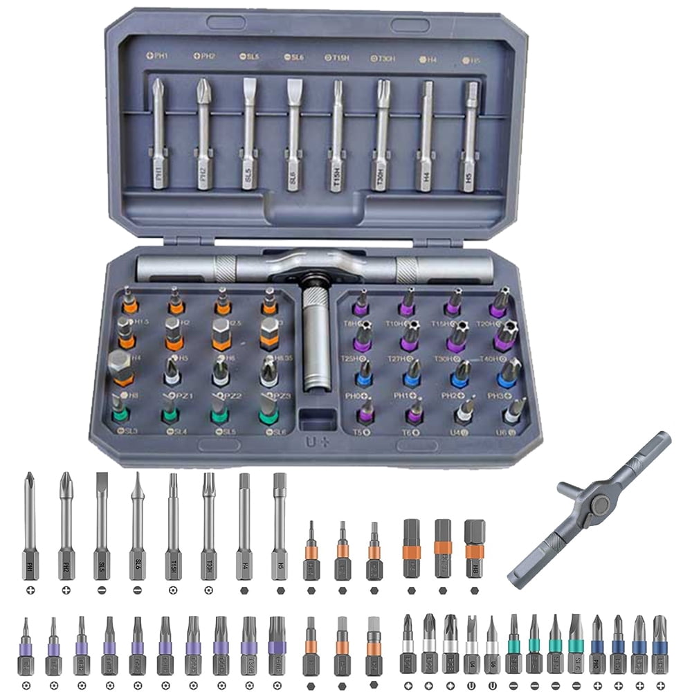 42 in 1 Magnetic Screwdriver Set, DIY Ratchet Screwdriver Set, S2 Steel Bits, Portable Compact Repair Tool Kit for Gi...