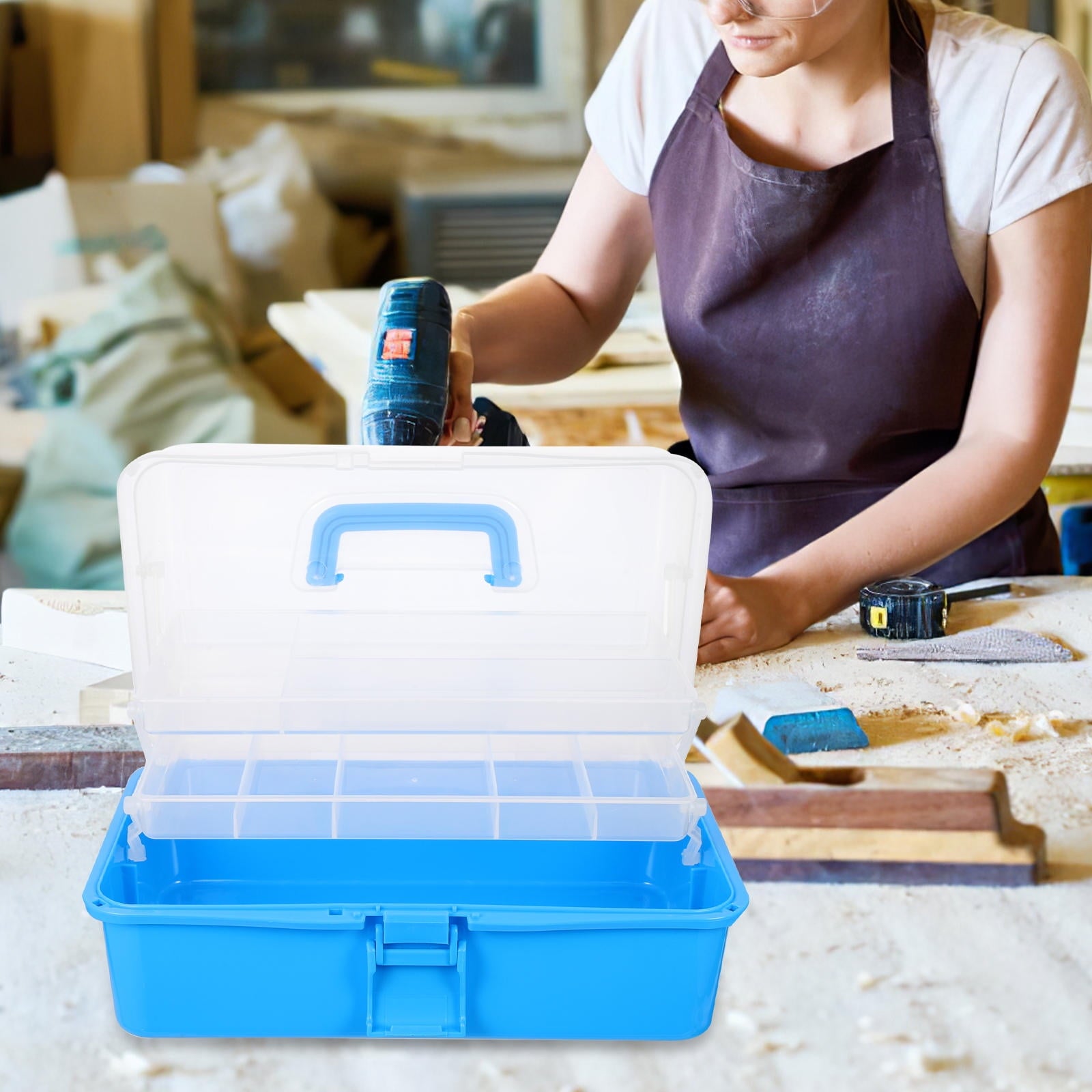 Portable Tool Box with PP Material, Large Capacity Storage Case, Secure Buckle, 7.9"x5.5"x4.3" - Image 6