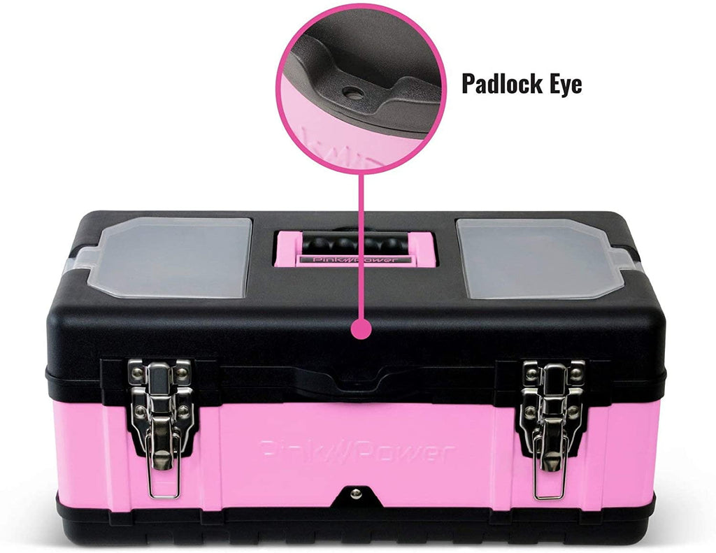 Tool Box for Women - 18" Small Metal & Plastic Portable Lightweight Locking Empty Toolbox Chest - Craft Tote Storage ... - Image 4