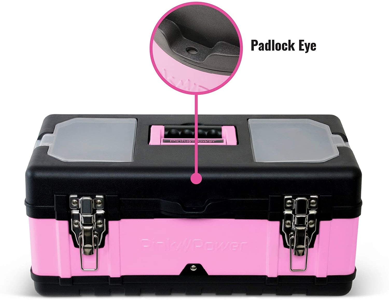 Tool Box for Women - 18" Small Metal & Plastic Portable Lightweight Locking Empty Toolbox Chest - Craft Tote Storage ... - Image 4