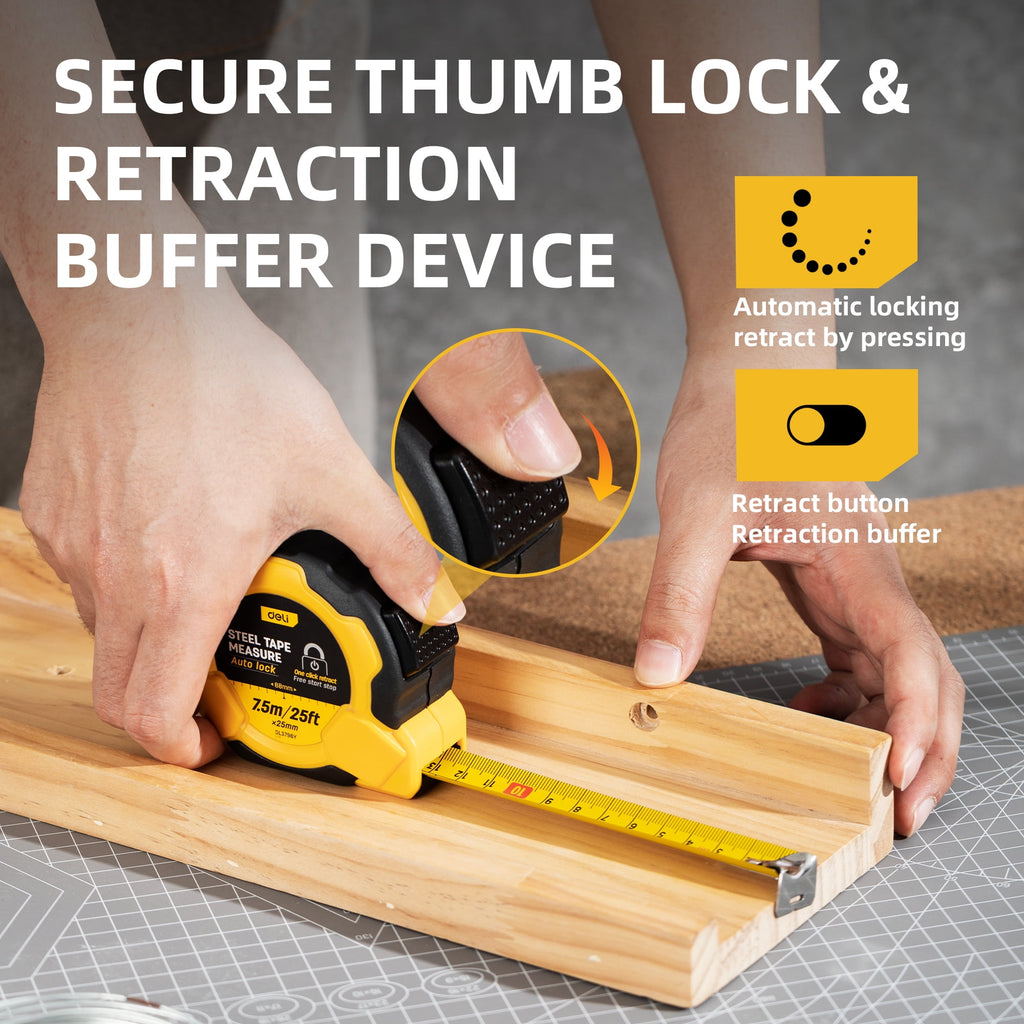 Auto-Lock Steel Tape Measure,Heavy-duty Rubberized Retractable Measuring Tape with Self-Locking, Easy Read Tape Measu... - Image 6