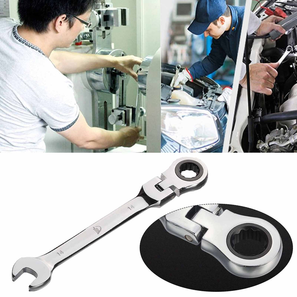 8-19mm Flexible Adjustable Head Gear Ring Ratchet Action Wrench Spanner Set 8-19Mm 72 Tooth for Vehicle Maintenance - Image 4