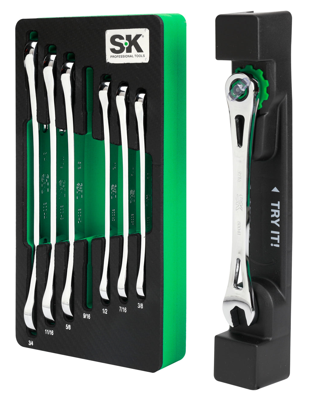 SK Hand Tools SK01362-EVA 7 Piece X-Frame Ratcheting Wrench Set, SAE Measurements - Image 4