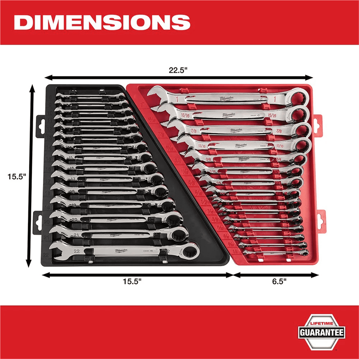 Milwaukee 48-22-9516 Ratcheting Combination Metric Wrench Set 15-Piece - Image 4